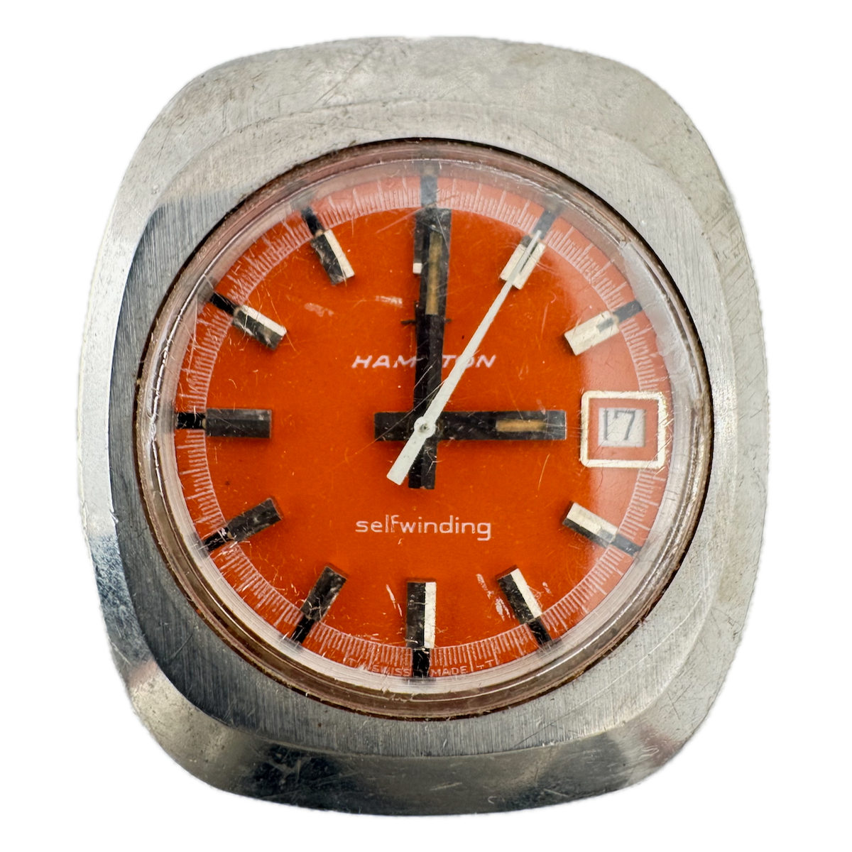 Vintage 35mm Hamilton 820004-3 Orange 17j Men's Automatic Wristwatch 822 Steel
