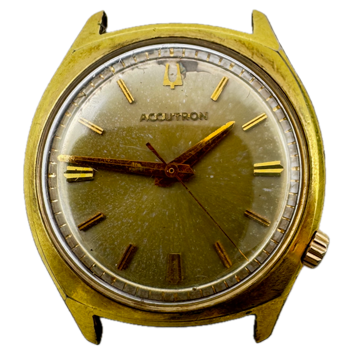 Vintage 1973 Accutron Champagne Sunburst Men's Tuning Fork Wristwatch 218 USA
