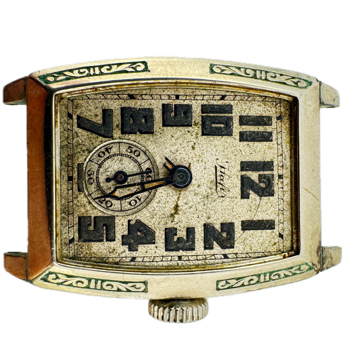 Vintage Hafis Art Deco Men's Mechanical Wristwatch Swiss White RGP for Parts