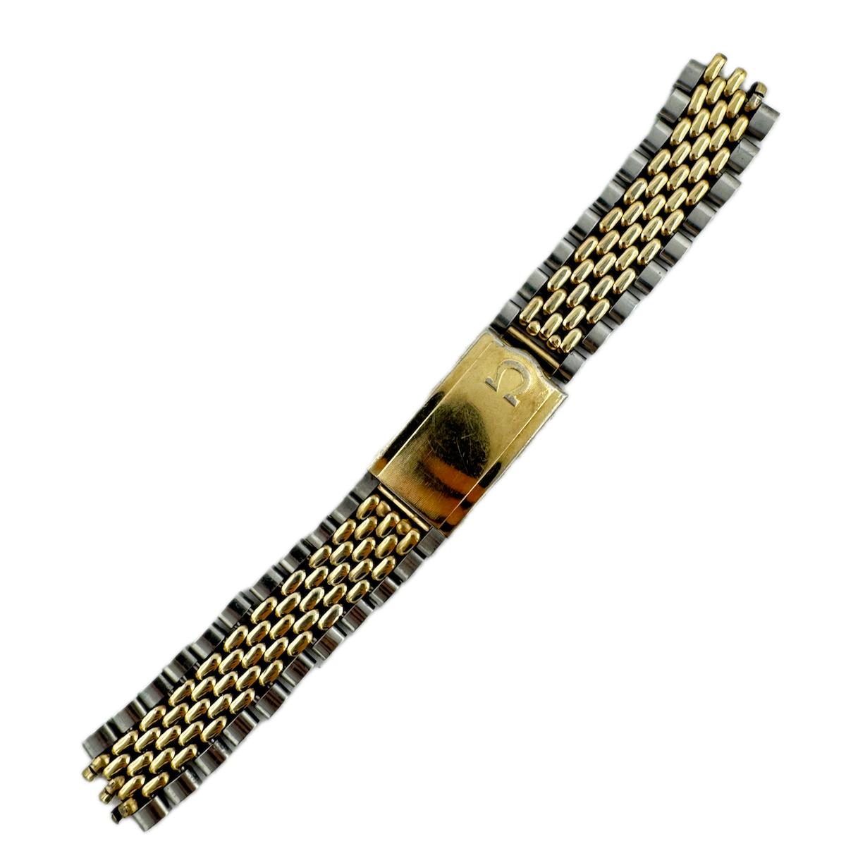 Vintage 17mm Omega Men's Wristwatch Band 14k GF & Steel Two ToneBeads of Rice