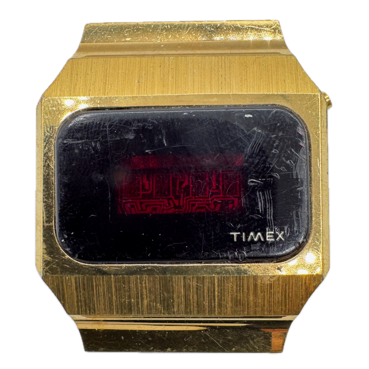Vintage Timex Time Computer Men's Digital LED Wristwatch Taiwan Gold Tone
