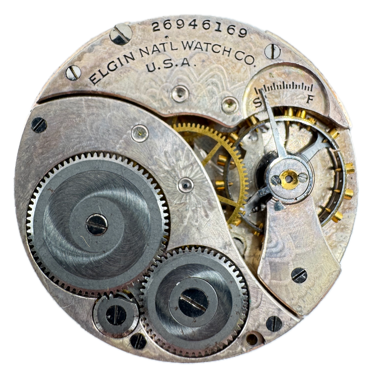 Antique 12s 1924 Elgin 7 Jewel Mechanical Pocket Watch Movement 303 USA