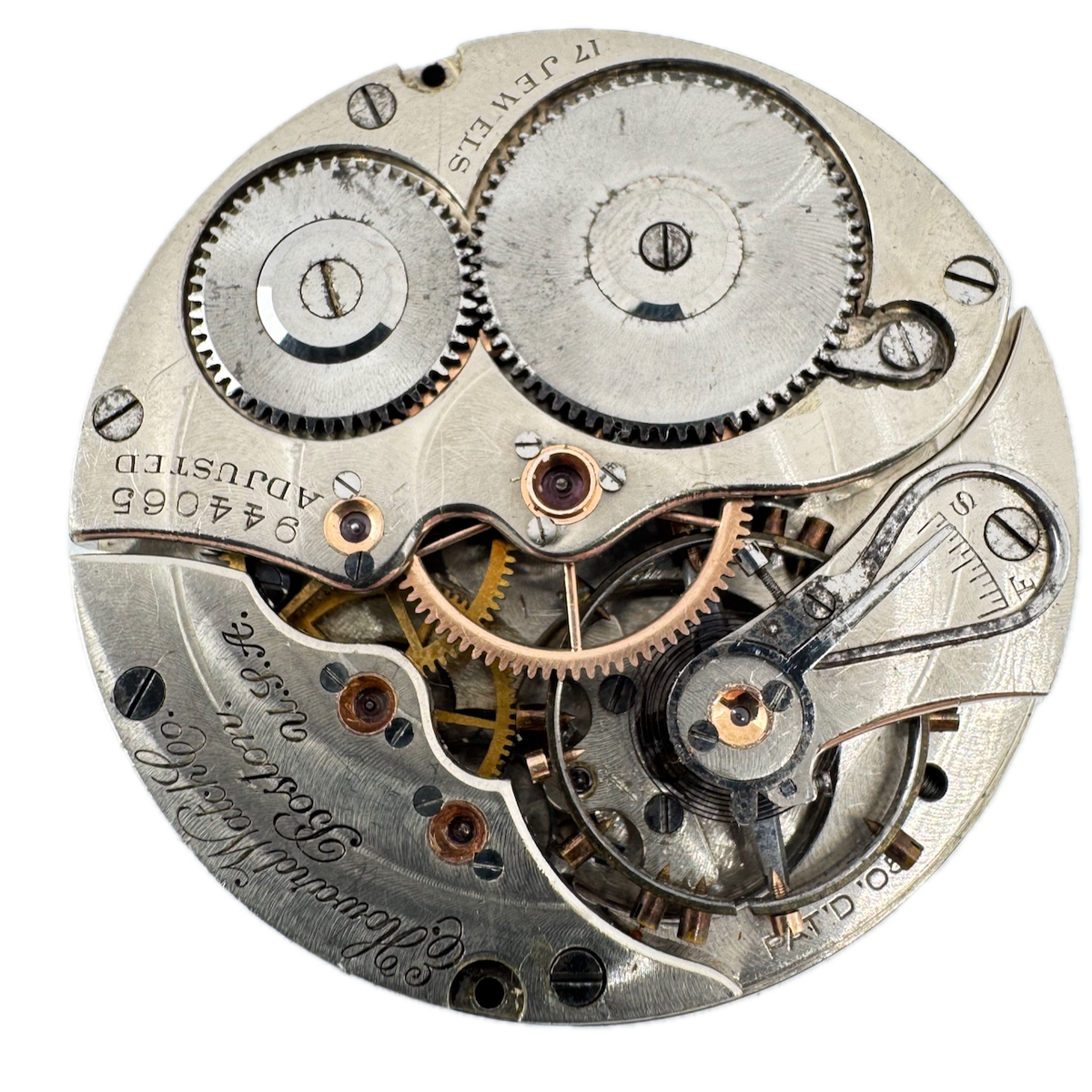 Antique 16s 1907 E Howard Montgomery 17 J Hunter Pocket Watch Movement Series 3