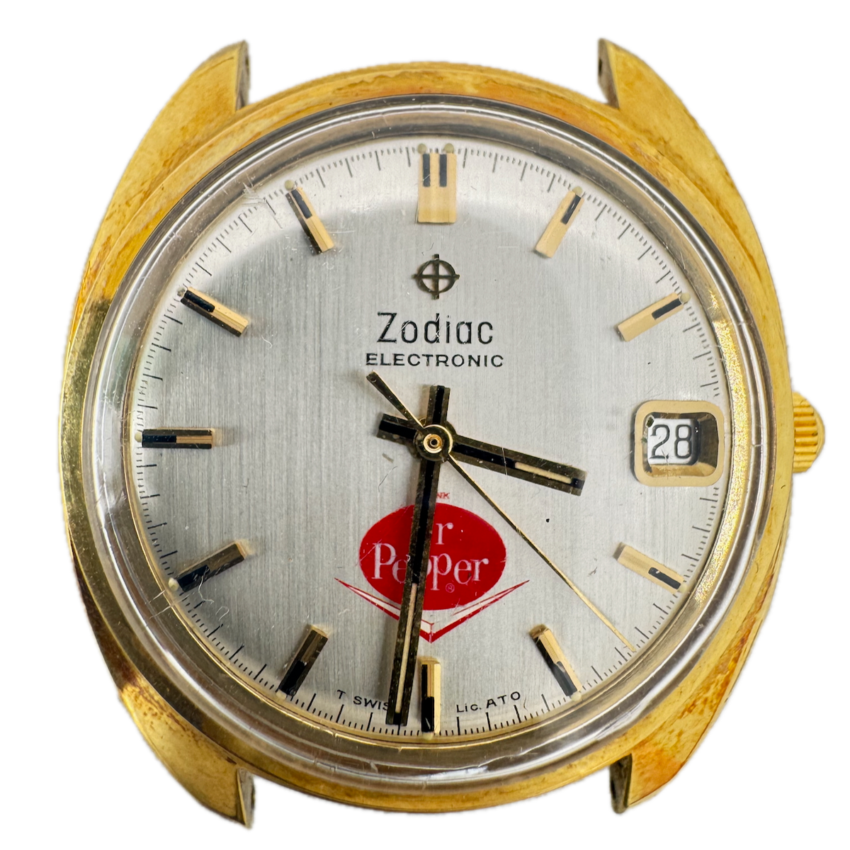 Vintage 35mm Zodiac Dr. Pepper 13 Jewel Men's Electronic Wristwatch 91 Swiss