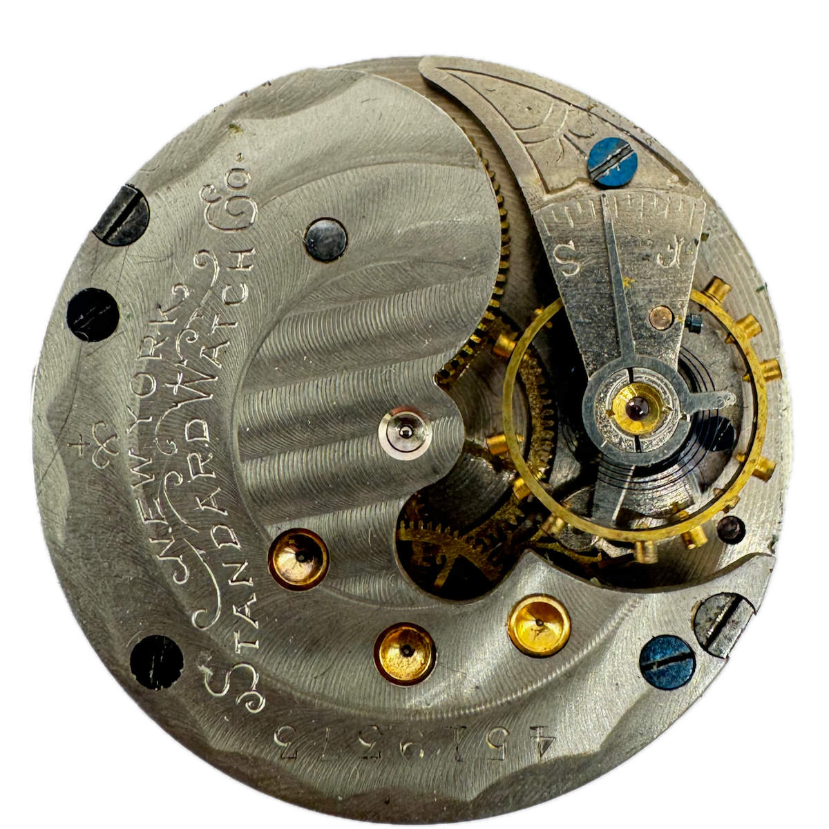 Antique 6s 1904 New York Standard 7 Jewel Hunter Pocket Watch Movement 44 USA