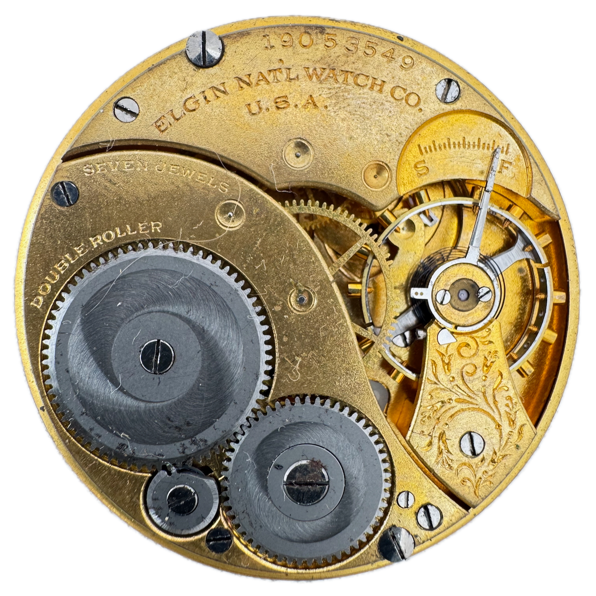 Antique 12s 1917 Elgin 7 Jewel Mechanical Pocket Watch Movement 311 USA
