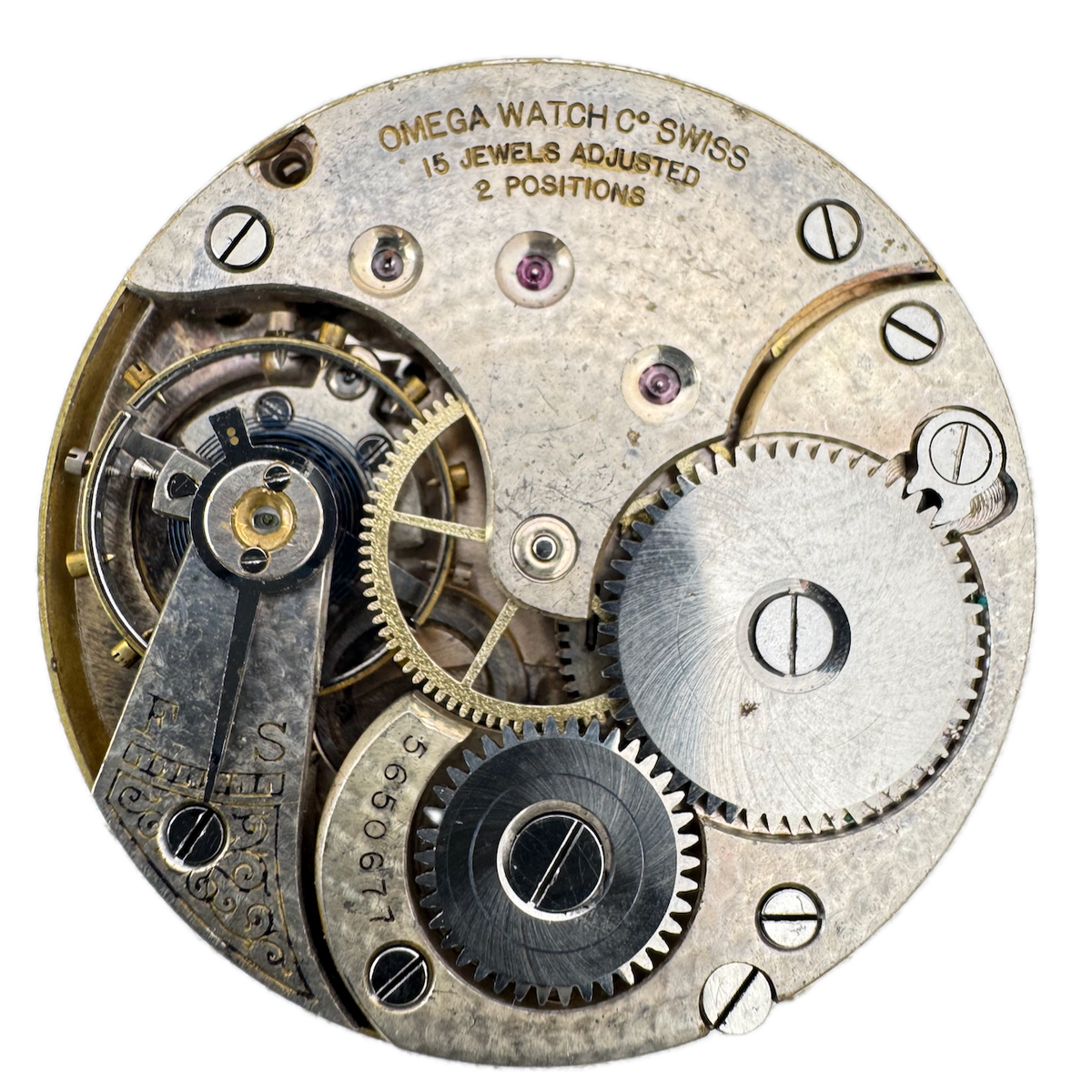 Antique 43mm Omega 15 Jewel Mechanical Open Face Pocket Watch Movement Swiss