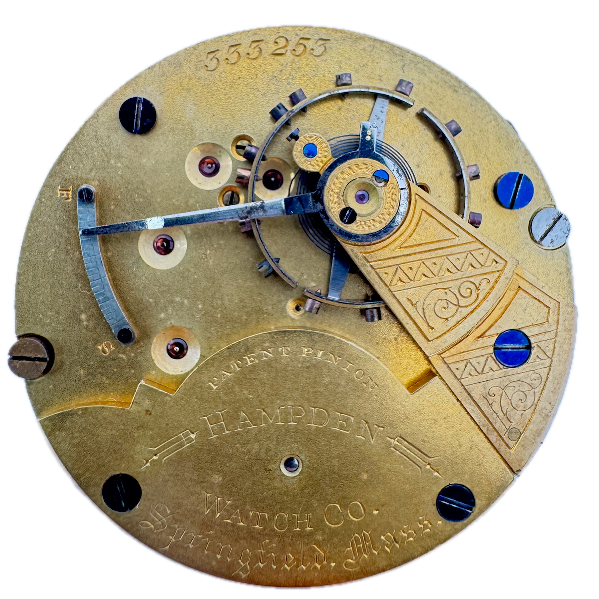 Antique 18s 1884 Hampden Multicolor 11jMechanical Pocket Watch Movement 54