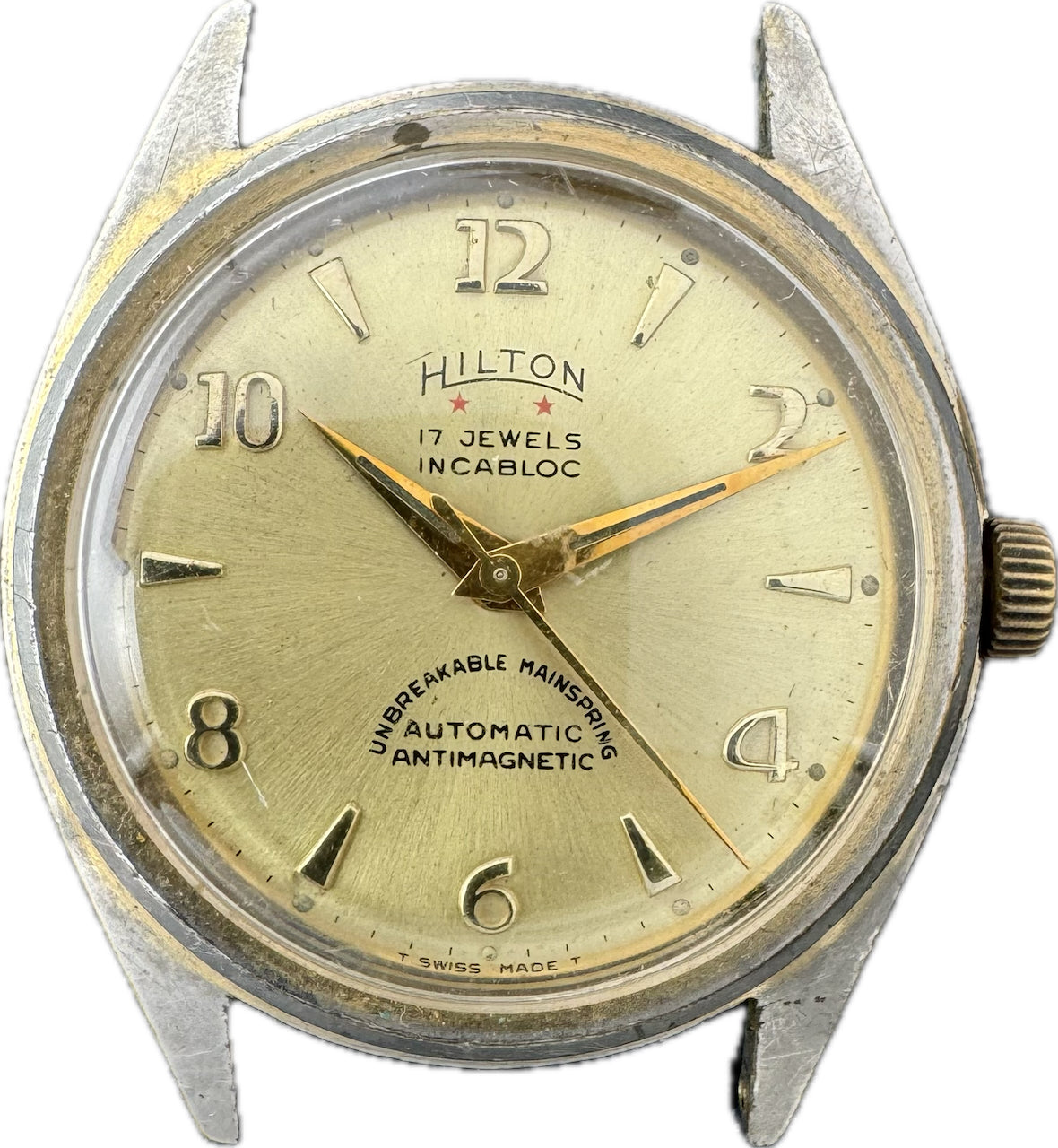 Vintage 33mm Hilton 1318 17 Jewel Men's Automatic Wristwatch AS 1700/01 Swiss