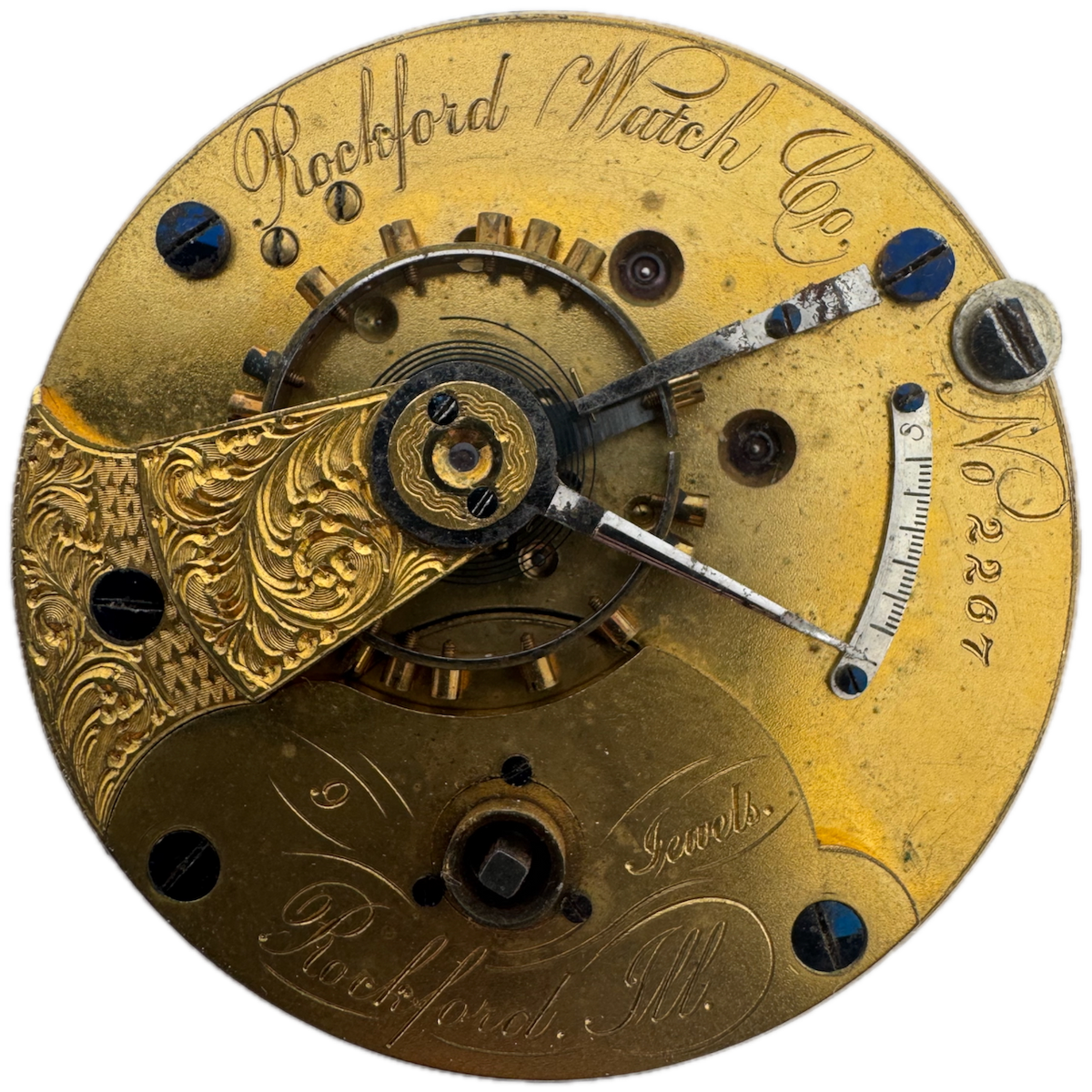 Antique 18s 1876 Rockford 2267 Serial 15 Jewel Key Wind Pocket Watch Movement