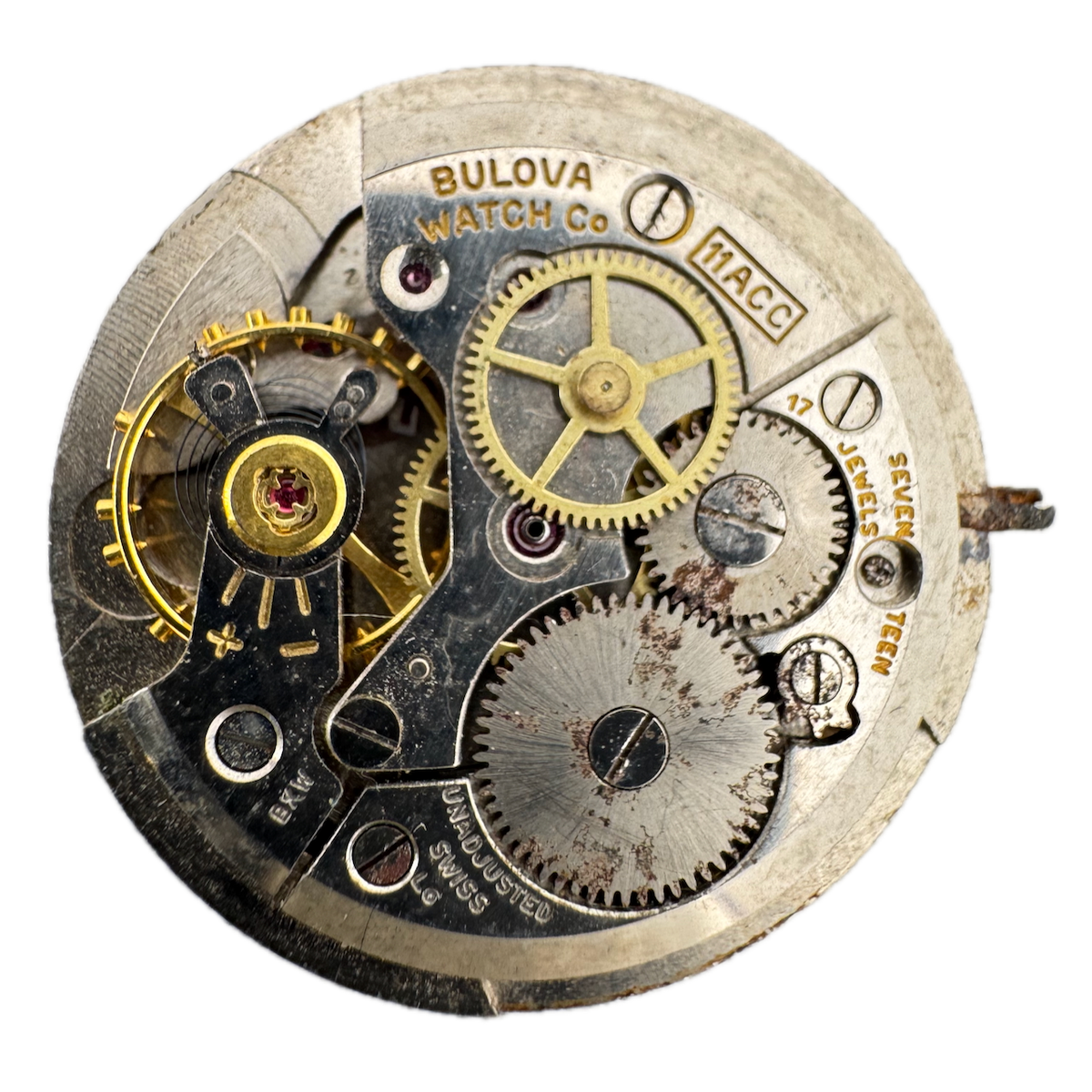 Vintage 26mm Bulova 17 Jewel Mechanical Men's Wristwatch Movement 11 ACC Swiss