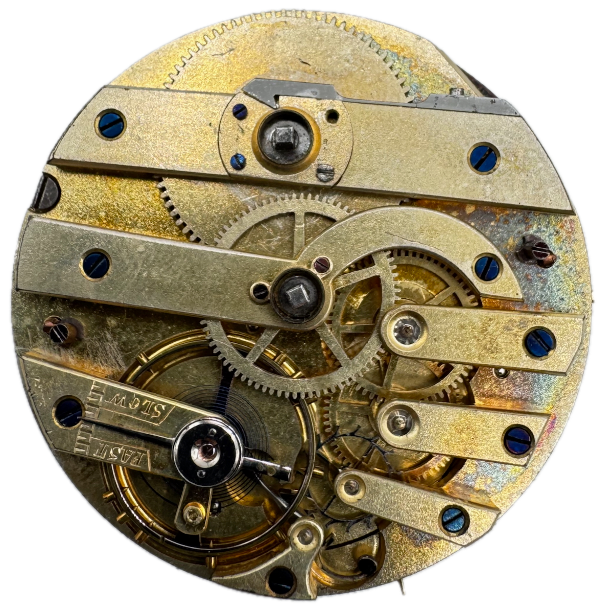 Antique 40.5mm Unbranded Three Finger Bridge Key Pocket Watch Movement Swiss
