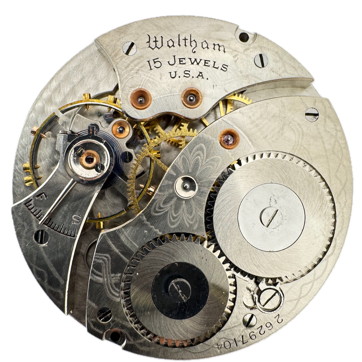 Antique 12s Waltham 1894 15 Jewel Mechanical Pocket Watch Movement No. 220 Runs