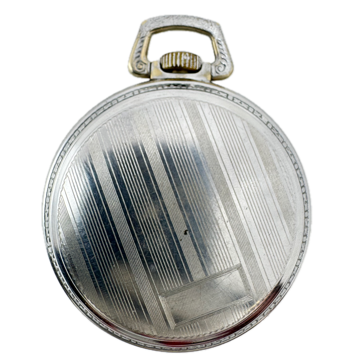 Antique 18s Keystone Pinstriped Open Face Pocket Watch Case Chrome Plated USA