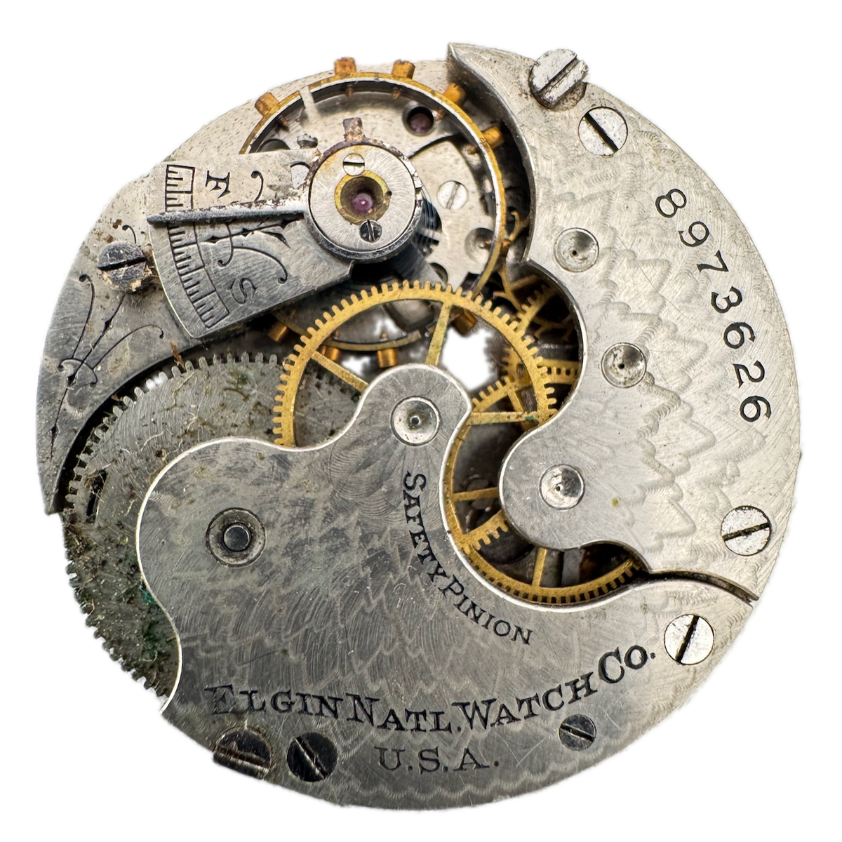 Antique 0s 1900 Elgin 7j Mechanical Hunter Pocket Watch Movement 222 USA