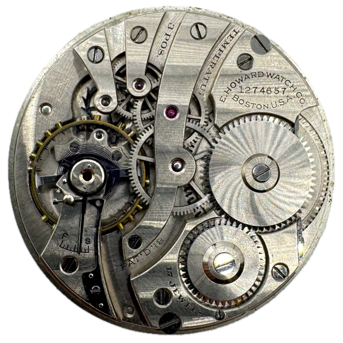 Antique 12s 1914 E. Howard 17 Jewel Mechanical Pocket Watch Movement Series 7