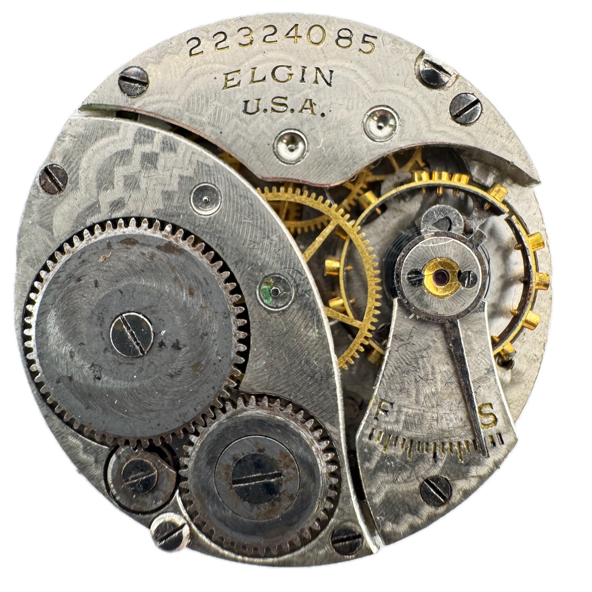 Antique 3/0s 1920 Elgin Yellow 7 Jewel Mechanical Pocket Watch Movement 463 USA