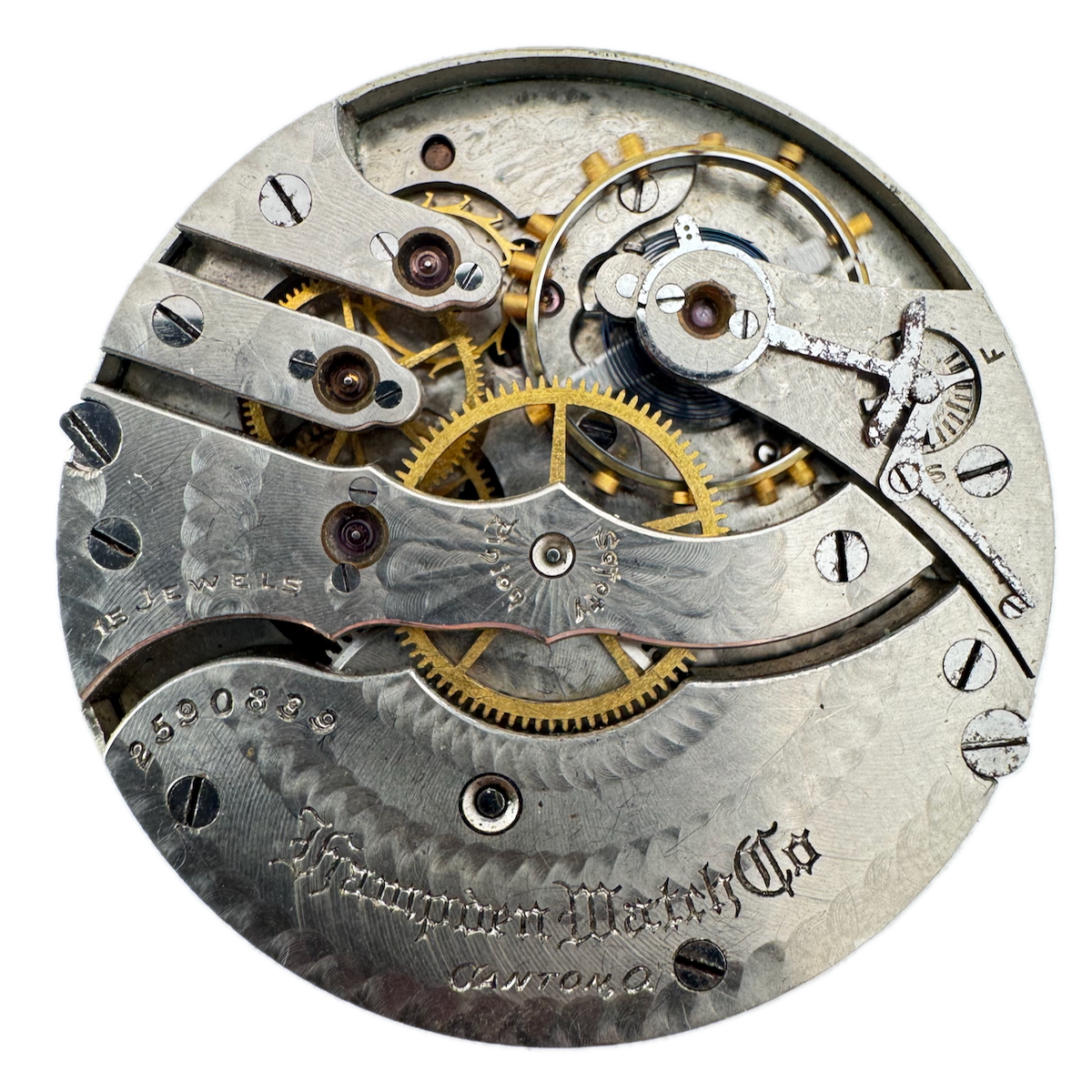 Antique 16s Hampden 4 15 Jewel Mechanical Pocket Watch Movement 109 Running
