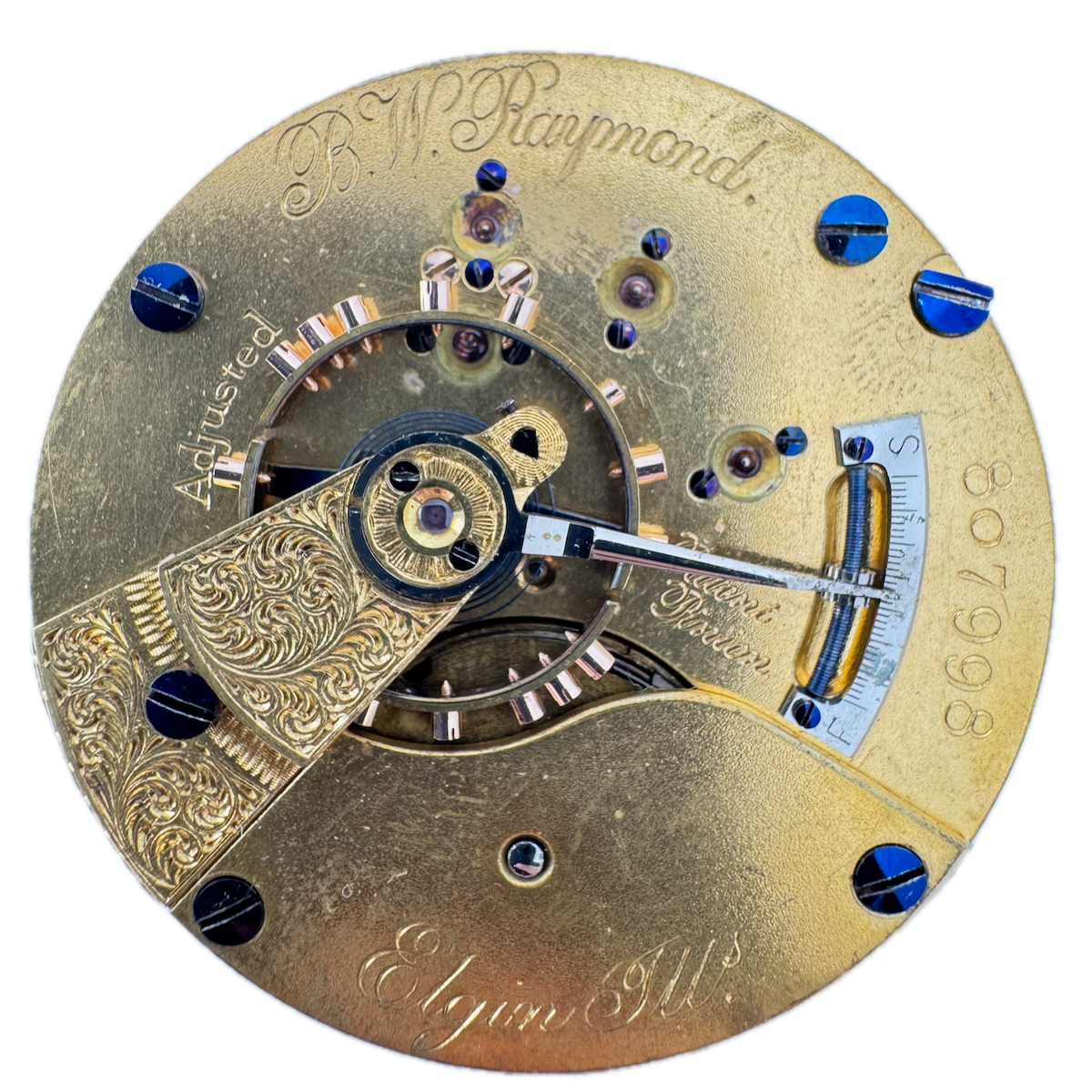 Antique 18s Elgin Raymond Mechanical Hunter Railroad Pocket Watch Movement 70