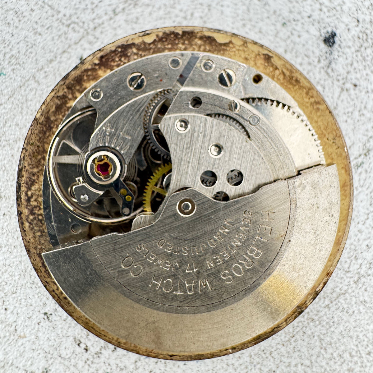 Vintage 31mm Helbros Date Automatic Men's Wristwatch Movement PUW 1361 fRepair
