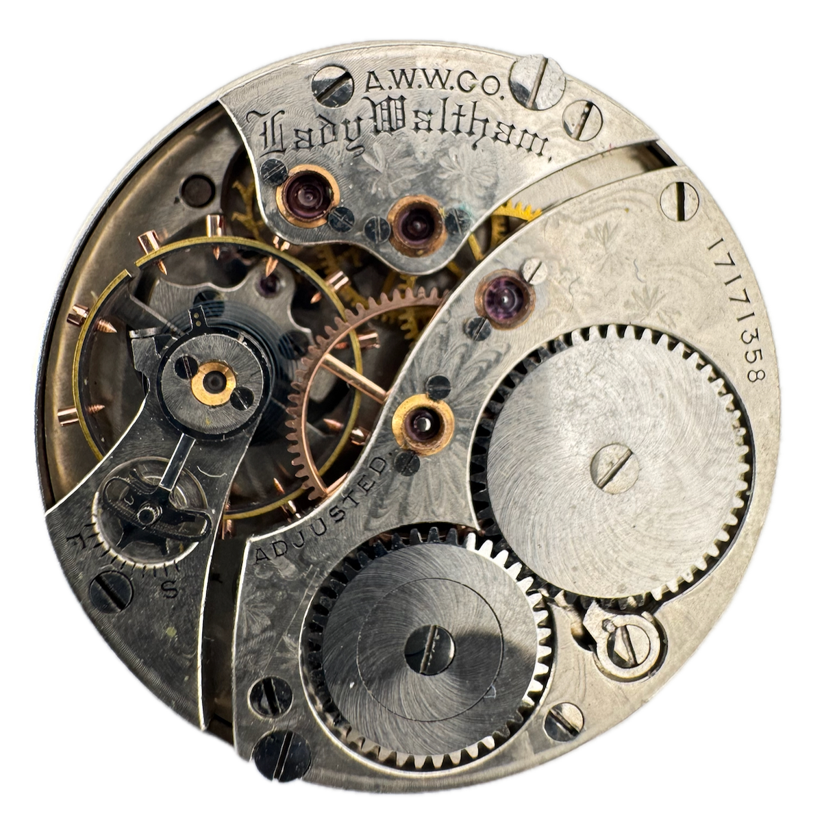 Antique 0s 1908 Waltham 1900 16j Mechanical Pocket Watch Movement Lady Waltham