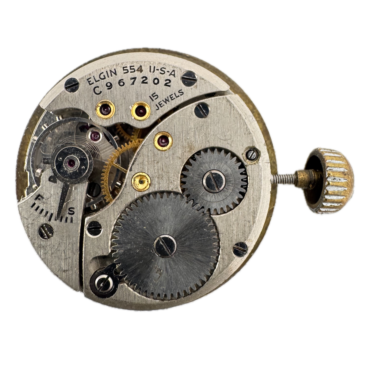 Vintage 26mm Elgin Military 15 Jewel Mechanical Men's Wristwatch Movement 554