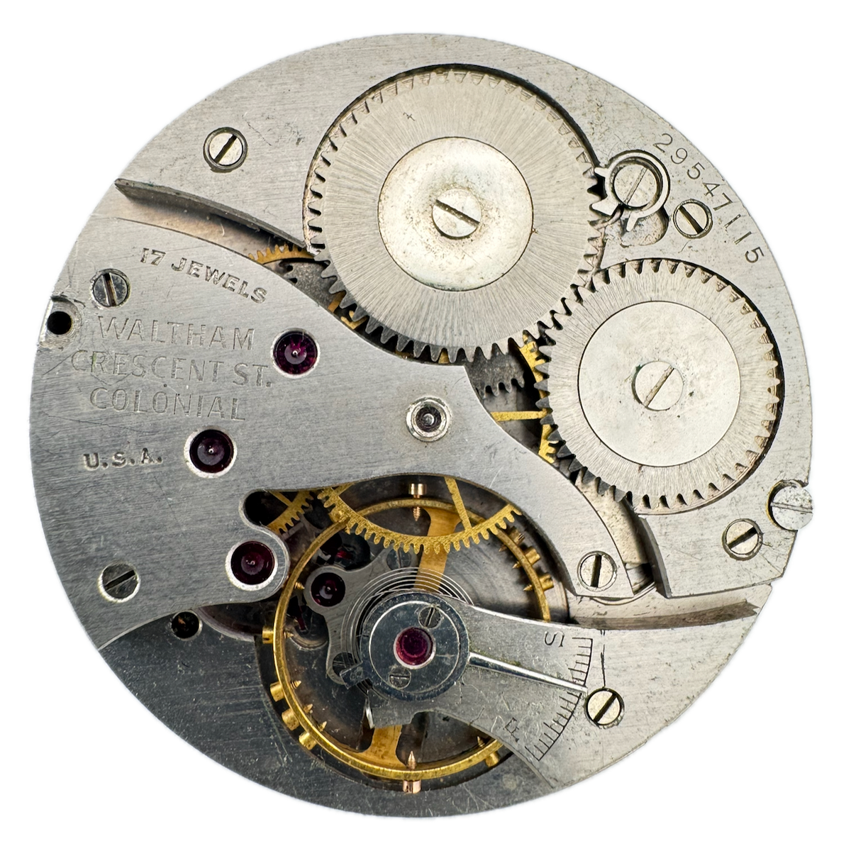 Antique 12s 1937 Waltham 1924 Col.b Mechanical Pocket Watch Movement No. 217 USA