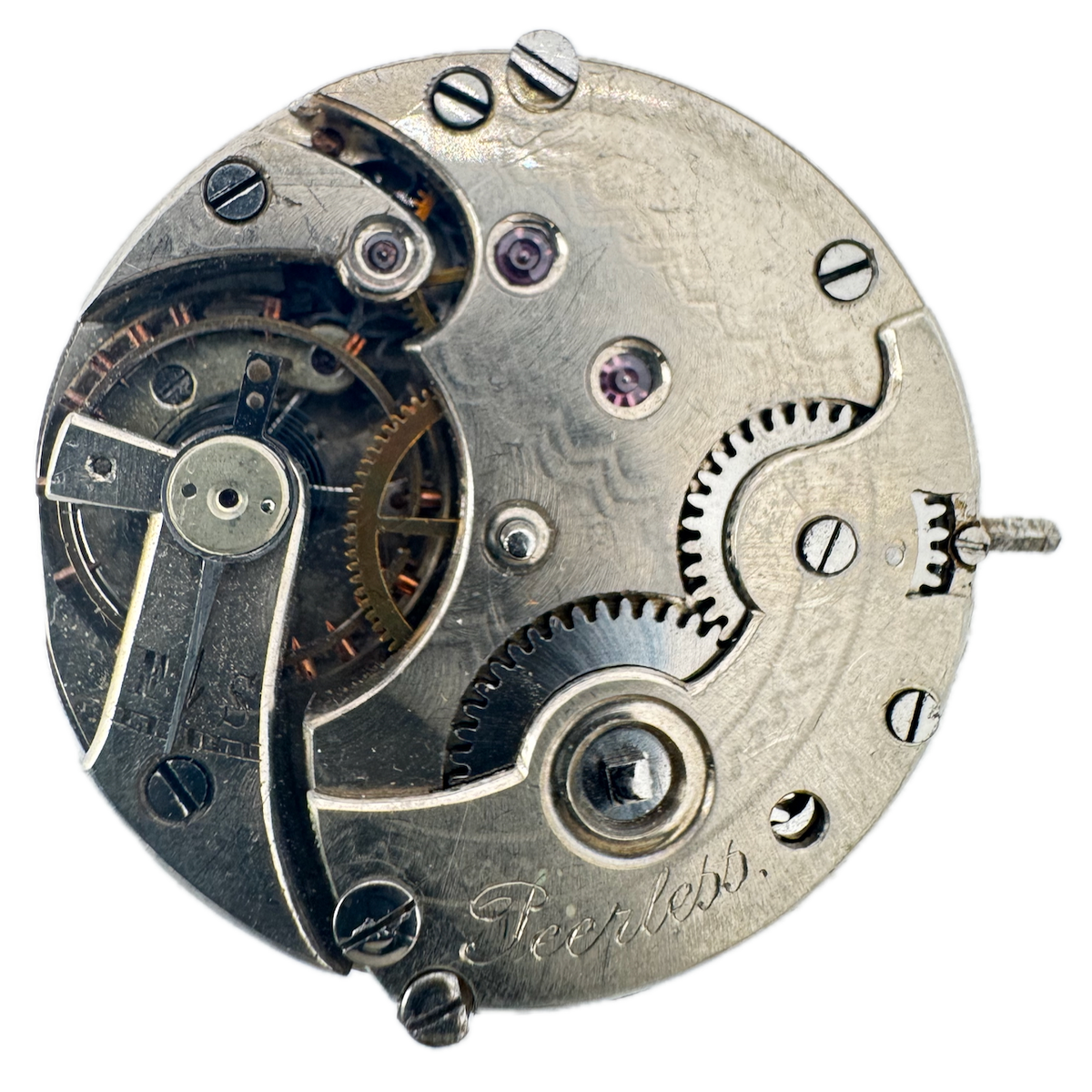 Antique 6s Peerless Mechanical Hunter Config. Pocket Watch Movement Swiss