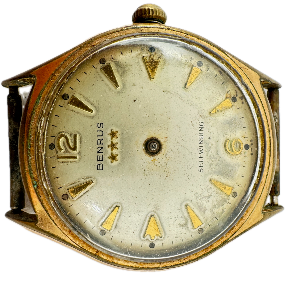 Vintage 33mm Benrus EG13 Men's Automatic Wristwatch Swiss Gold Tonefor Parts