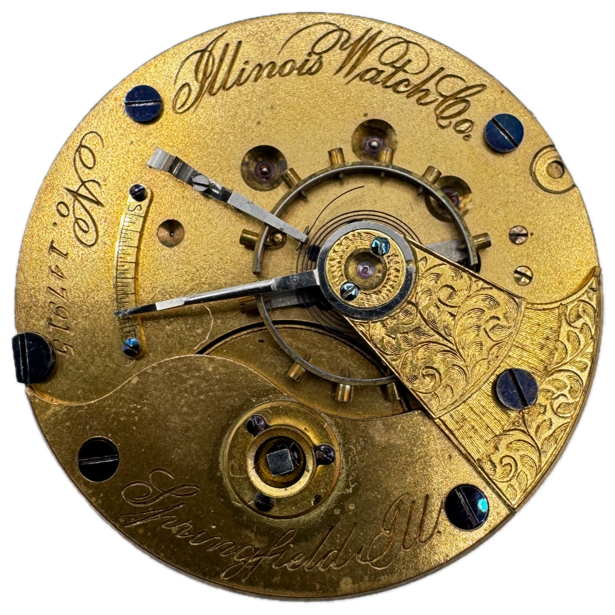 Antique 18s 1880 Illinois Transitional 11j Open Face Pocket Watch Movement 2
