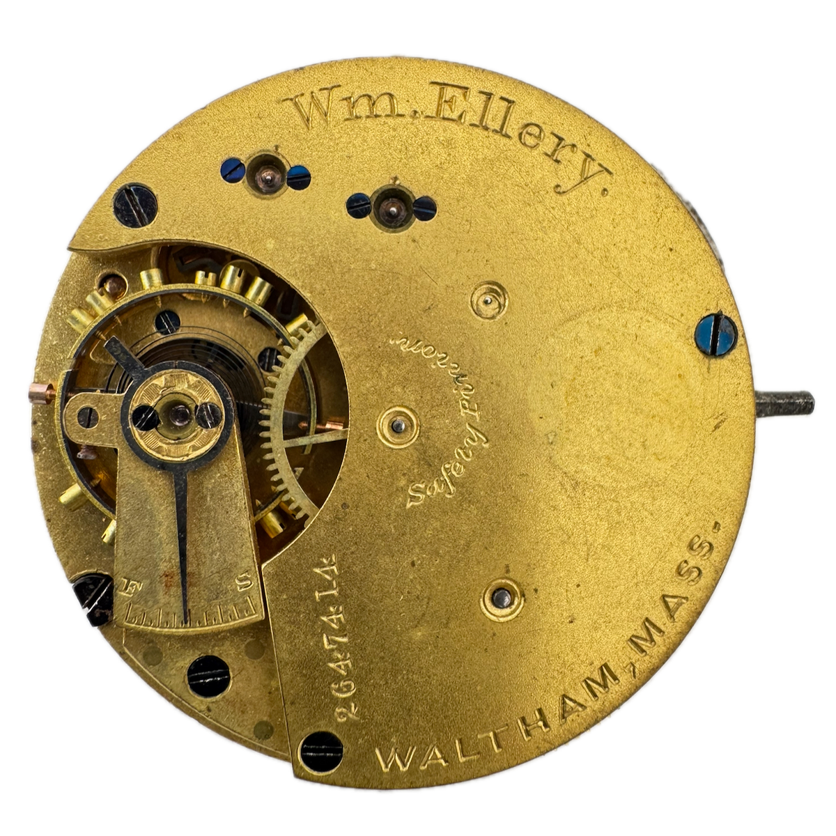 Antique 8s 1885 Waltham 7J Mechanical Hunter Pocket Watch Movement Wm.Ellery USA