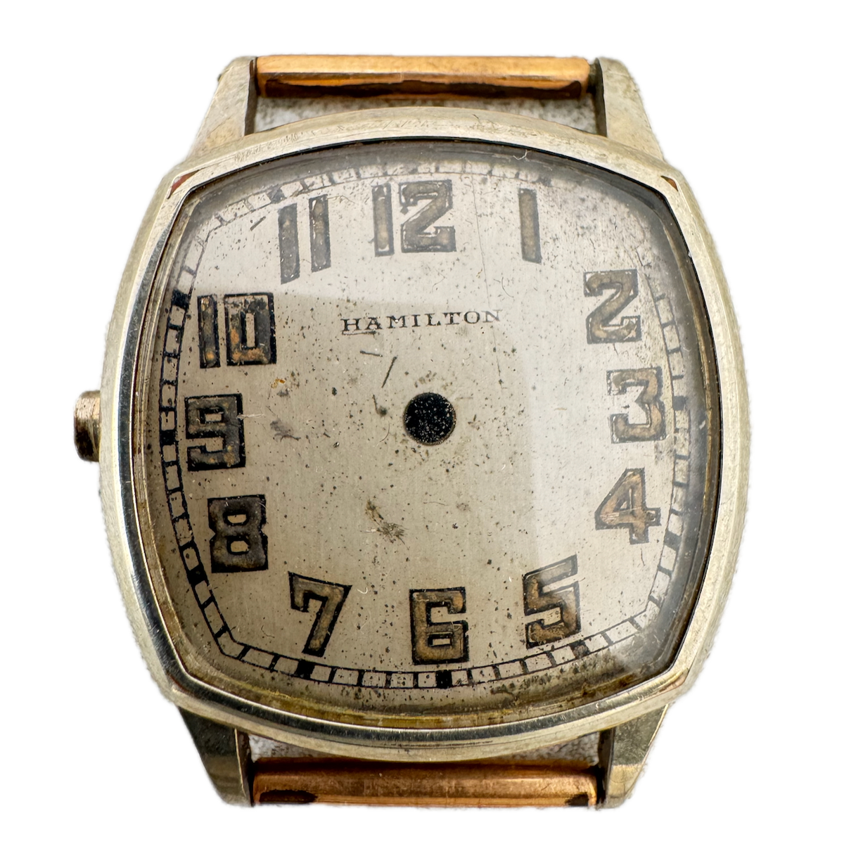 Vintage Hamilton Wadsworth Cushion Men's Wristwatch Case 27mm 14k White GF