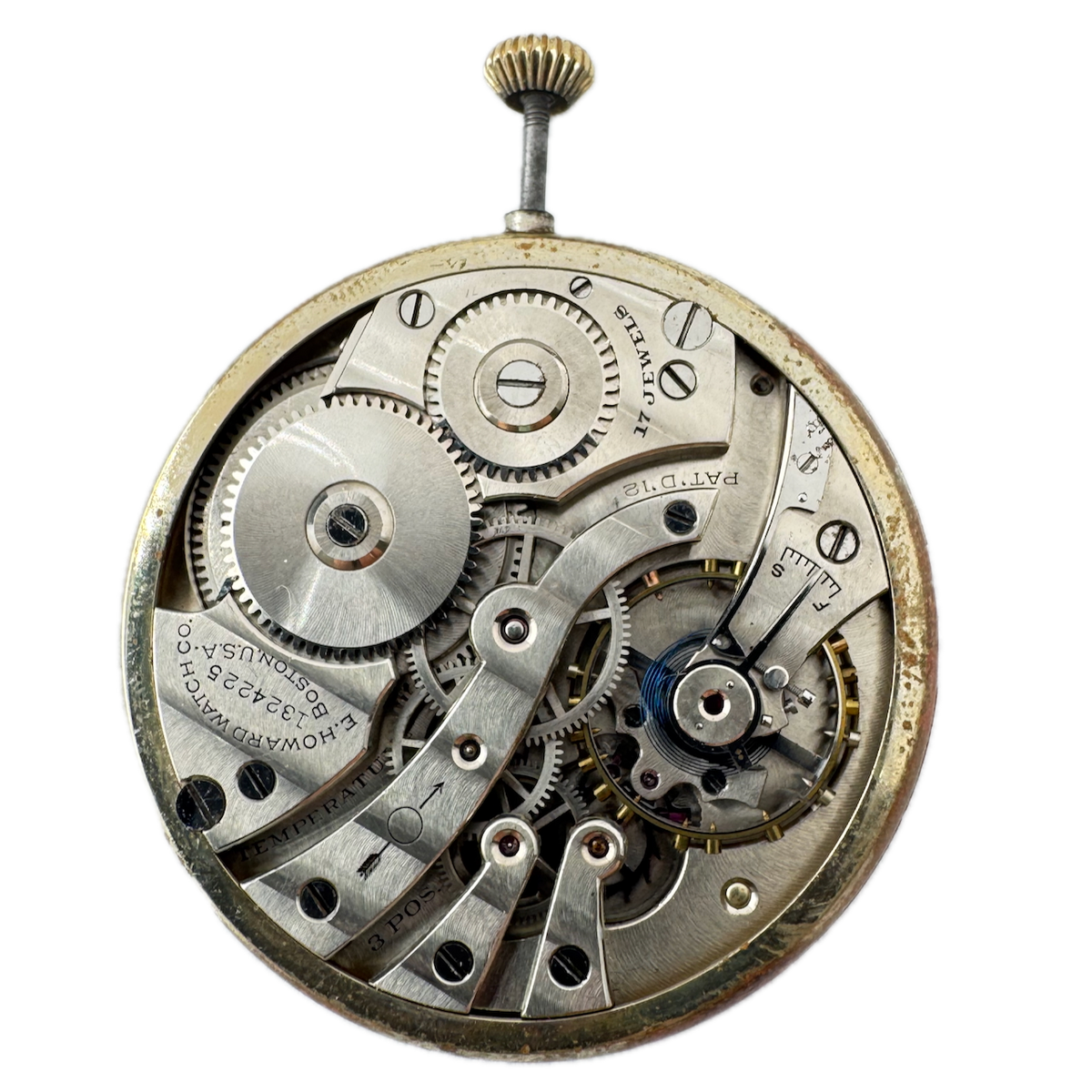 Antique 12 SIze 1918 E. Howard Co 17 Jewel Pocket Watch Movement Series 7 USA