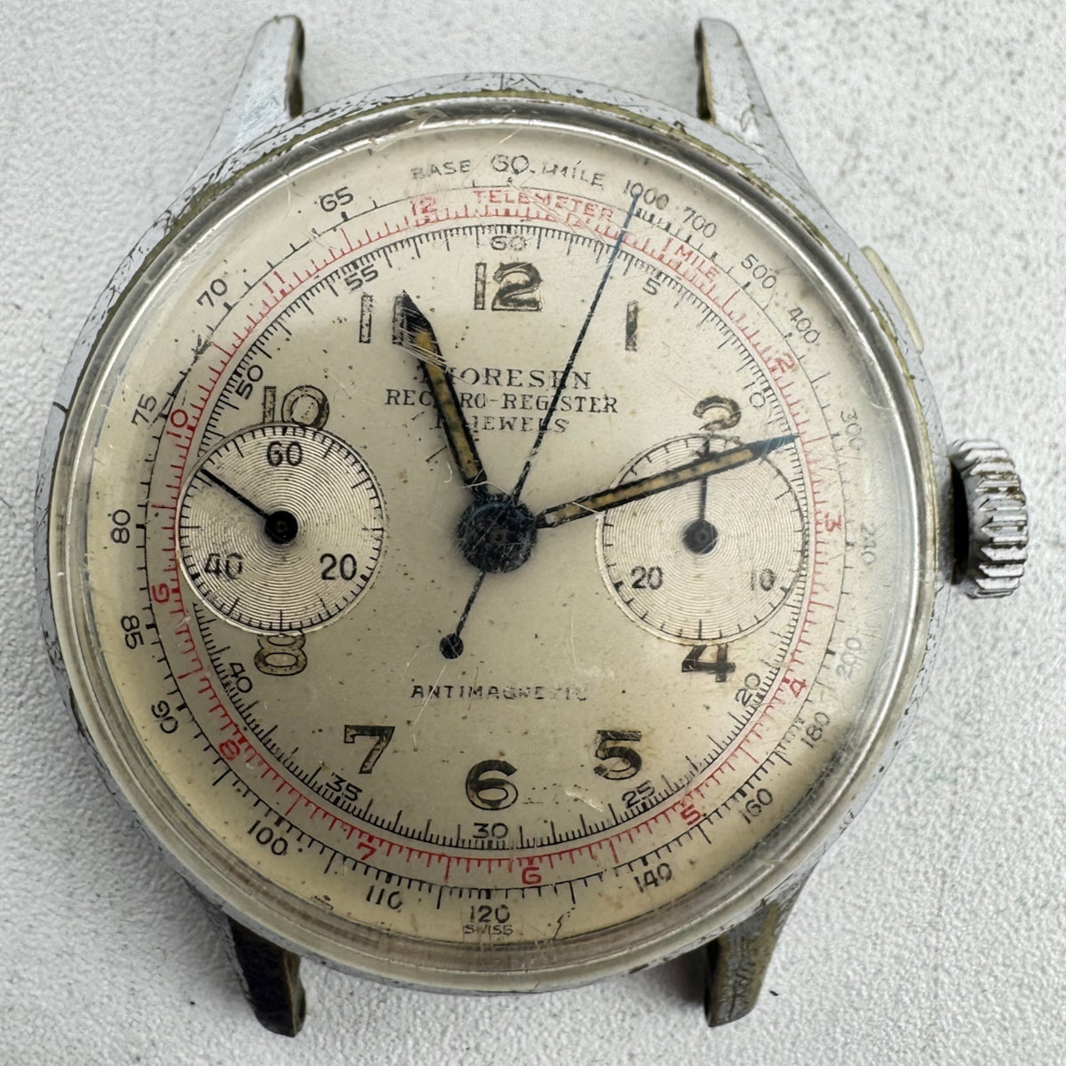Vintage Thoresen Bi-Compax Men's Chronograph Wristwatch Landeron 54 Swiss