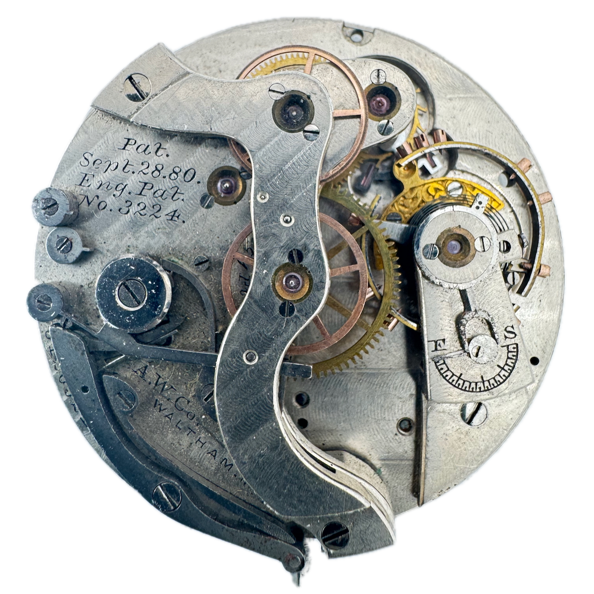 Antique 14s 1888 Waltham Chronograph Hunter Pocket Watch Movement A.W.W. Co.