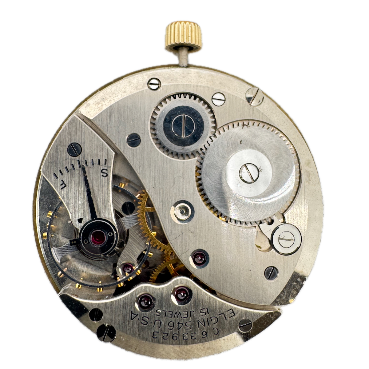 Vintage 12s 1942 Elgin 15 Jewel Mechanical Pocket Watch Movement 546 USA
