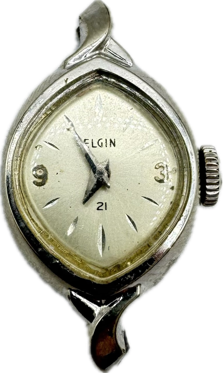 Vintage Elgin Cocktail 21 Jewel Ladies Mechanical Wristwatch 906B 10k White RGP