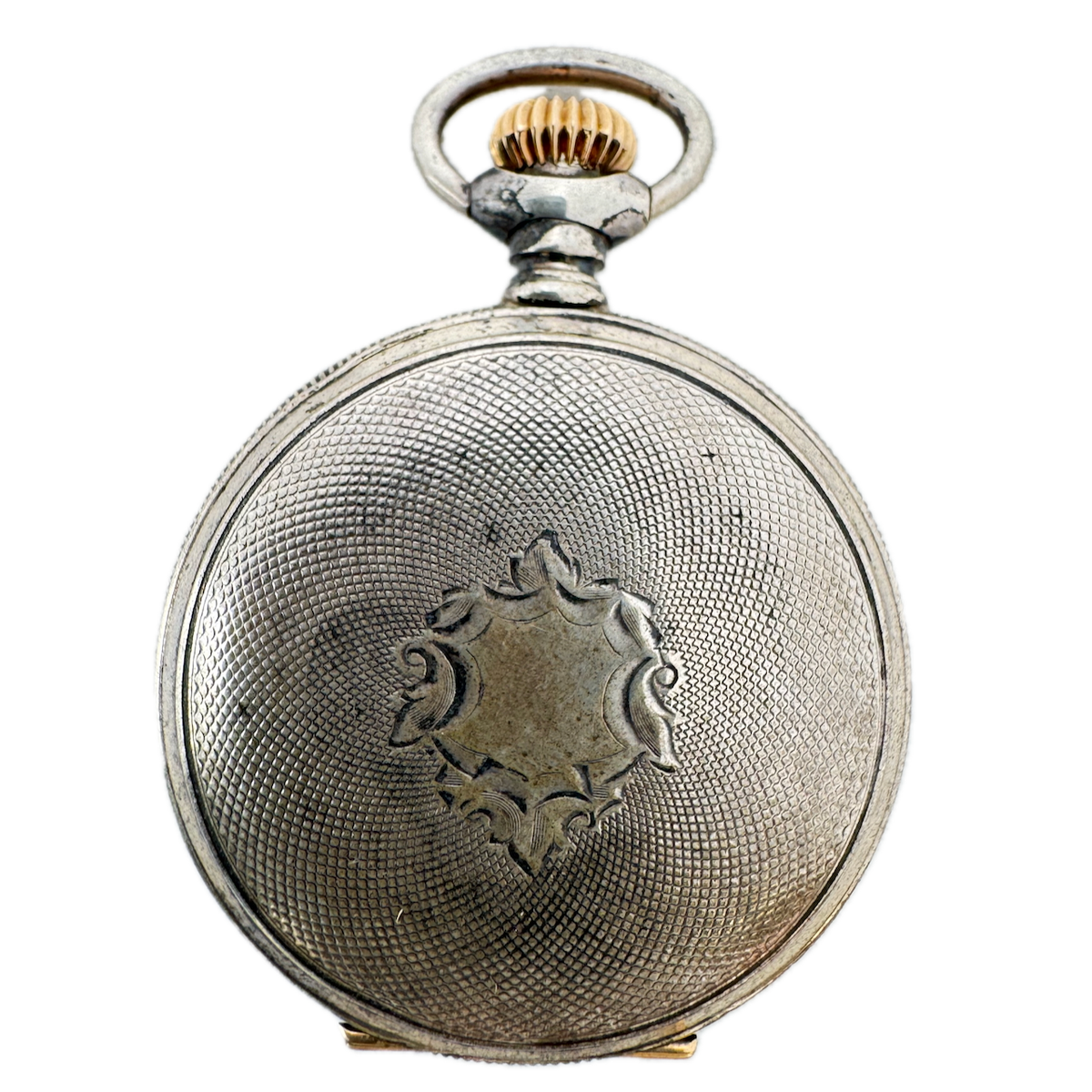 Antique 0s Crescent Coin Edge Fancy Hunter Pocket Watch Case Sterling Silver