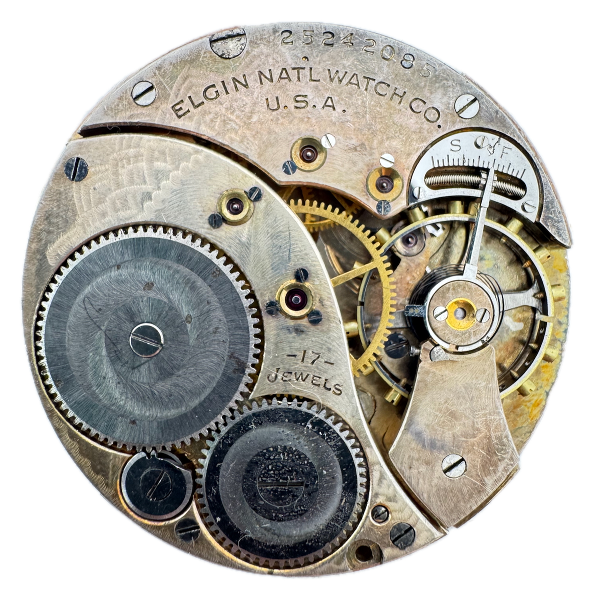 Antique 12s 1923 Elgin 17 Jewel Mechanical Pocket Watch Movement 345 USA