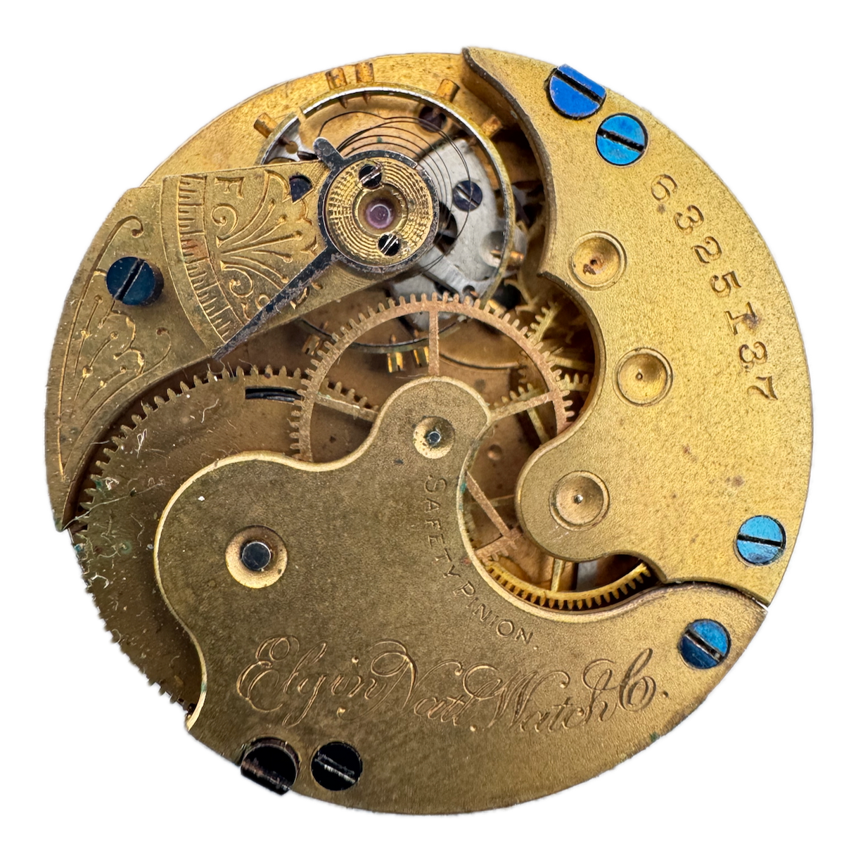 Antique 0s 1896 Elgin 7 Jewel Mechanical Hunter Pocket Watch Movement 109 USA