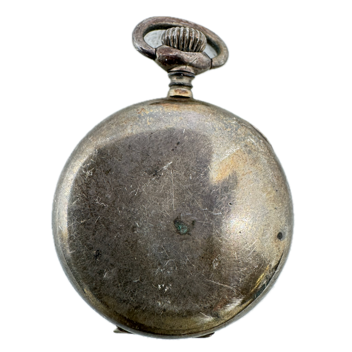 Antique 4/0s Crescent Open Face Pocket Watch Case Sterling Silver Hinge Back USA