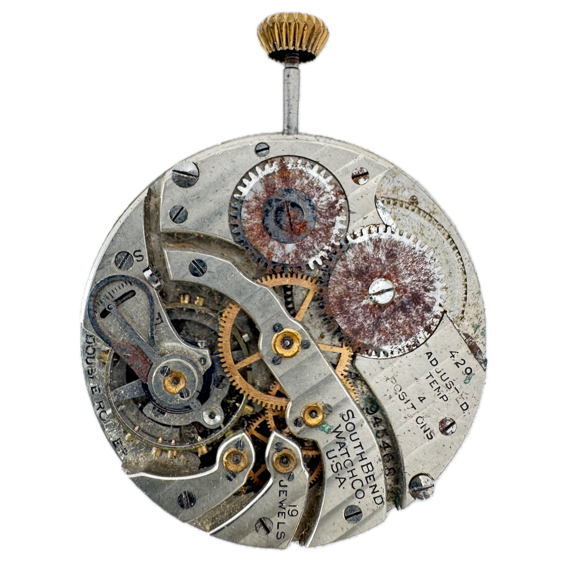 Antique 12s 1920 Southbend 19 Jewel Mechanical Pocket Watch Movement 429 USA