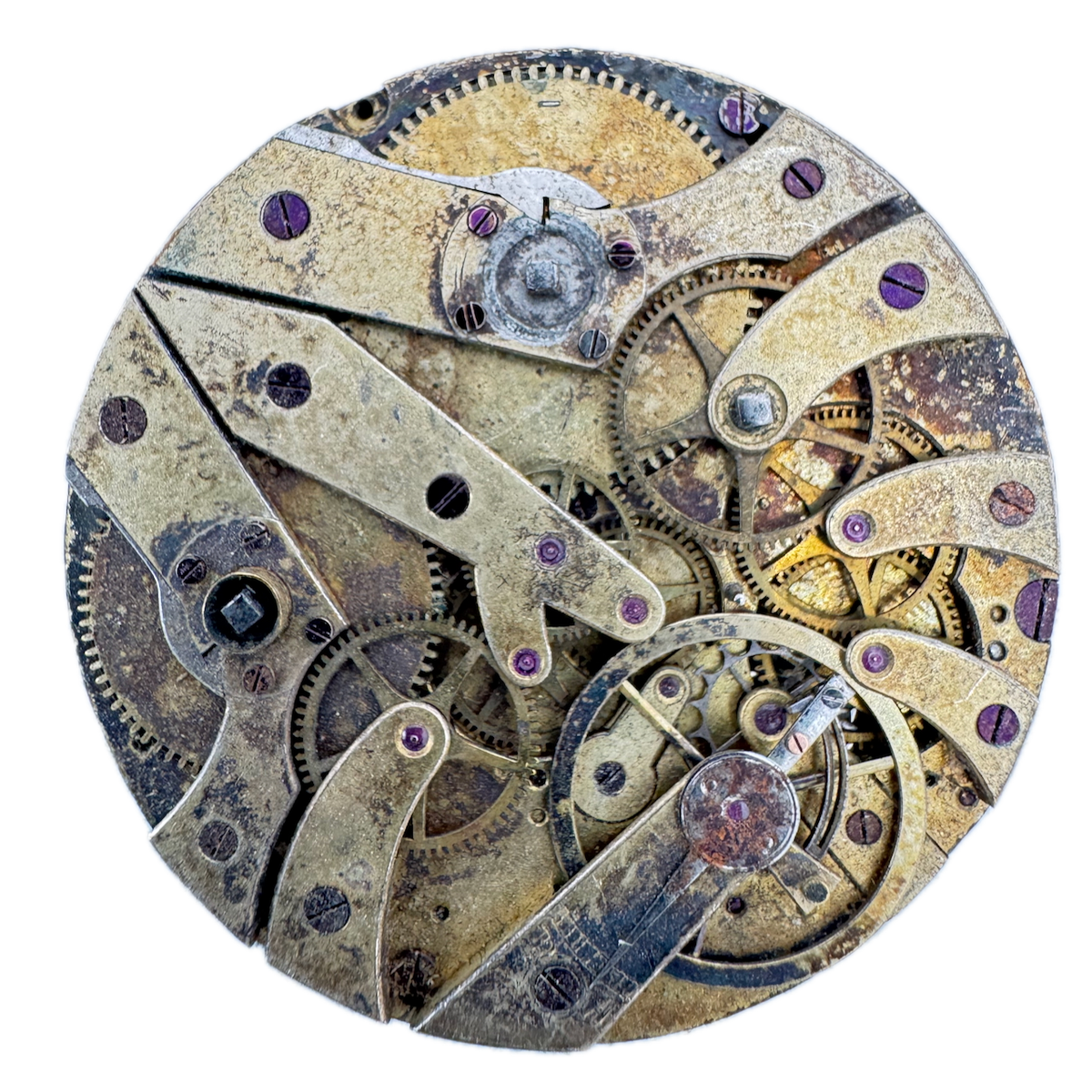 Antique 16s Two Train Deadbeat Second Key Wind Pocket Watch Movement Swiss