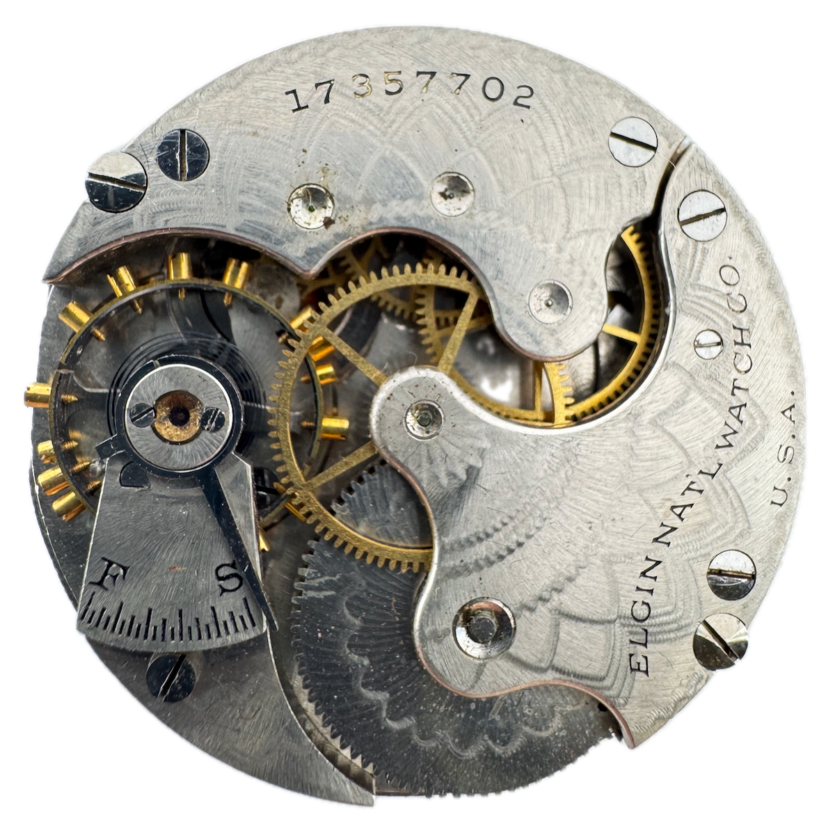 Antique 6s 1914 Elgin 7 Jewel Mechanical Hunter Pocket Watch Movement 286 USA