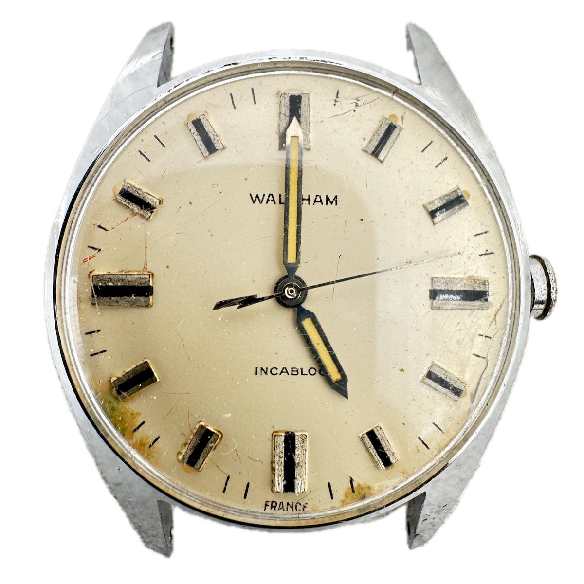 Vintage 33mm Waltham Men's Quartz Wristwatch LIP 148 France Chrome Plated