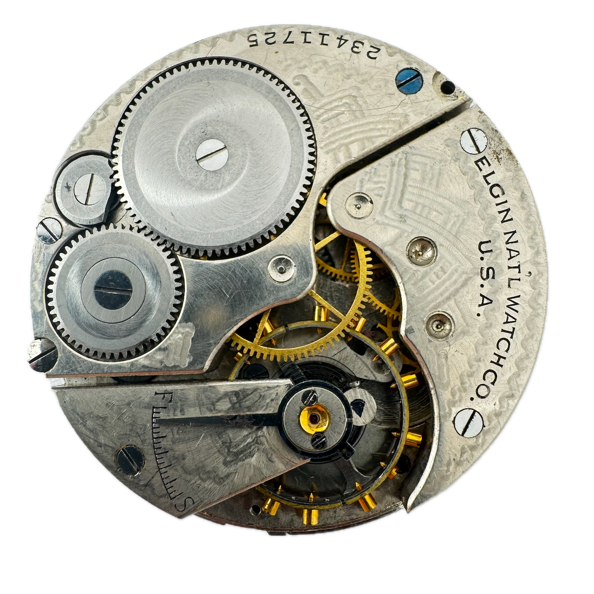 Antique 16S Elgin 7 Jewel Mechanical Open Face Pocket Watch Movement Grade 291