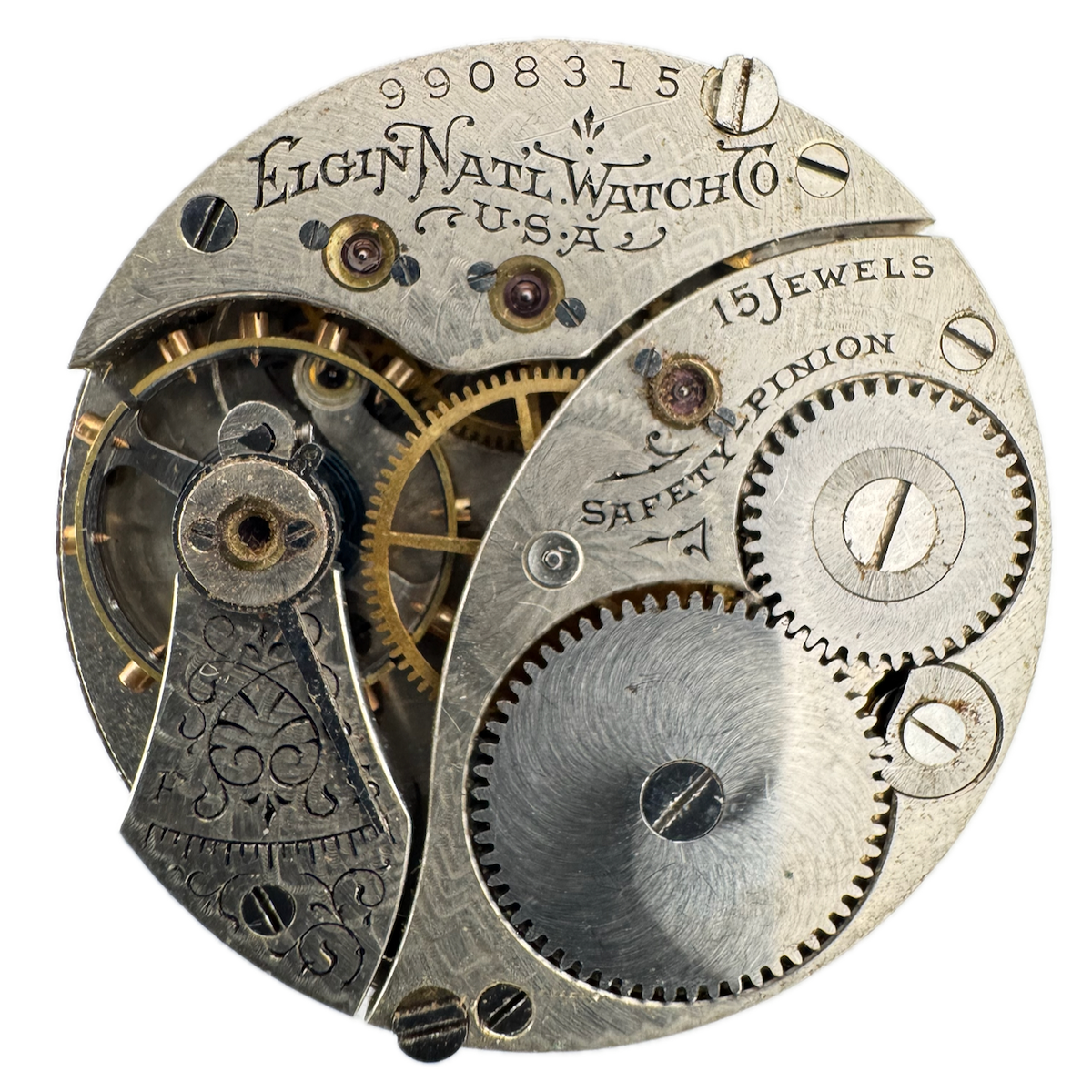 Antique 0s 1903 Elgin 15J Mechanical Hunter Pocket Watch Movement 267 USA Runs