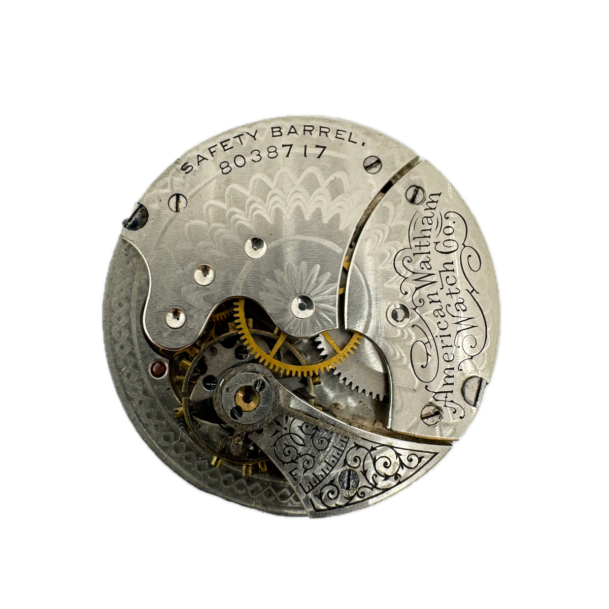 Antique 6s 1896 Waltham 15 Jewel Hunter Pocket Watch Movement Seaside USA