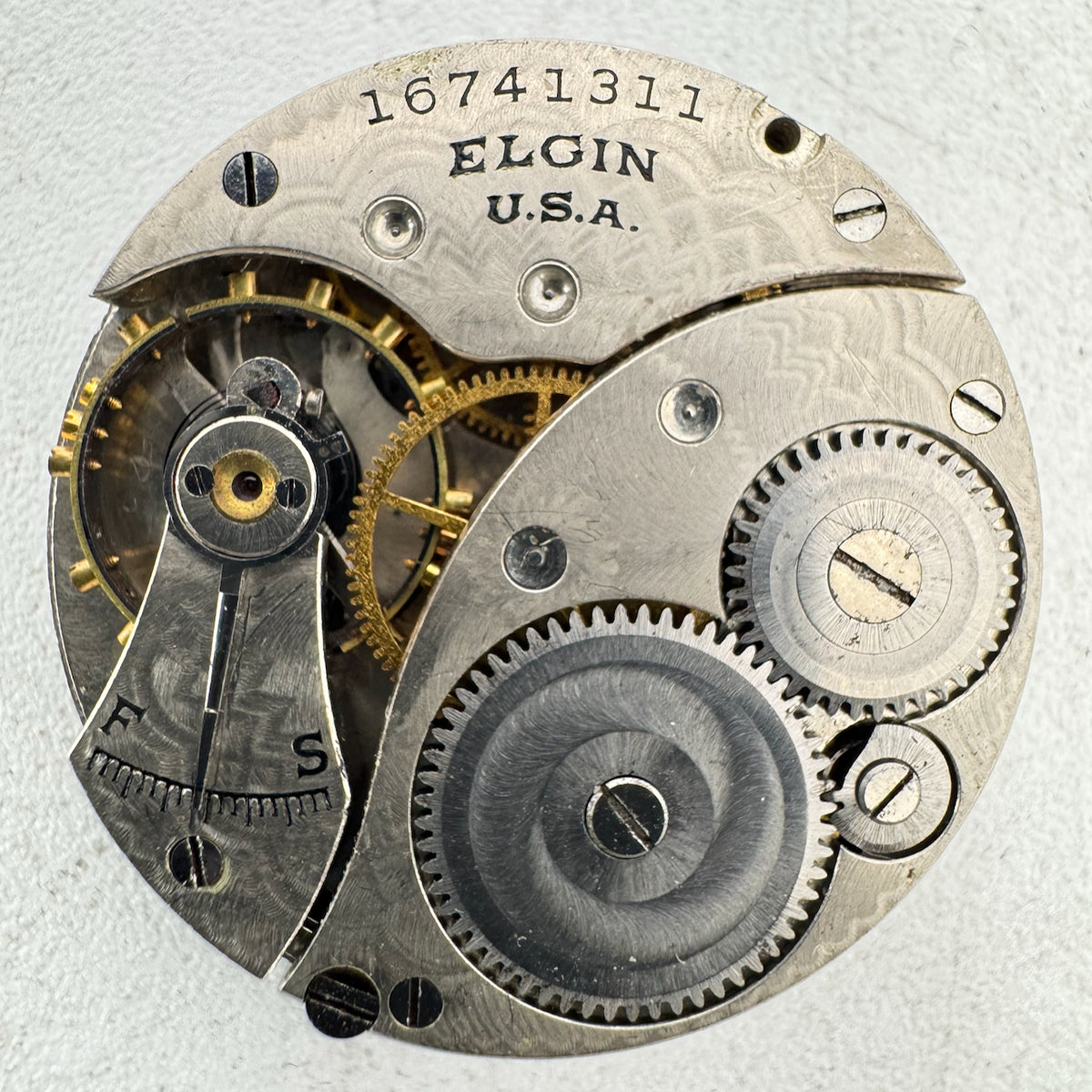 Antique 0s 1912 Elgin 7 Jewels Mechanical Hunter Pocket Watch Movement 320 USA