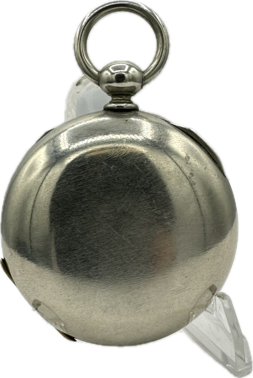 Antique 18 Size Silverus Open Face Pocket Watch Case for Key Wind Nickel